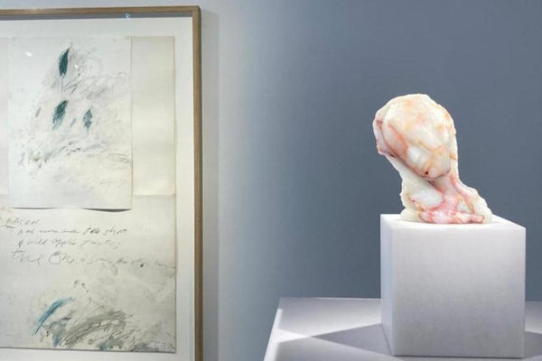 From left: Cy Twombly, Untitled, 1976; Barry X Ball, Sick Child, 2013 - 2022.